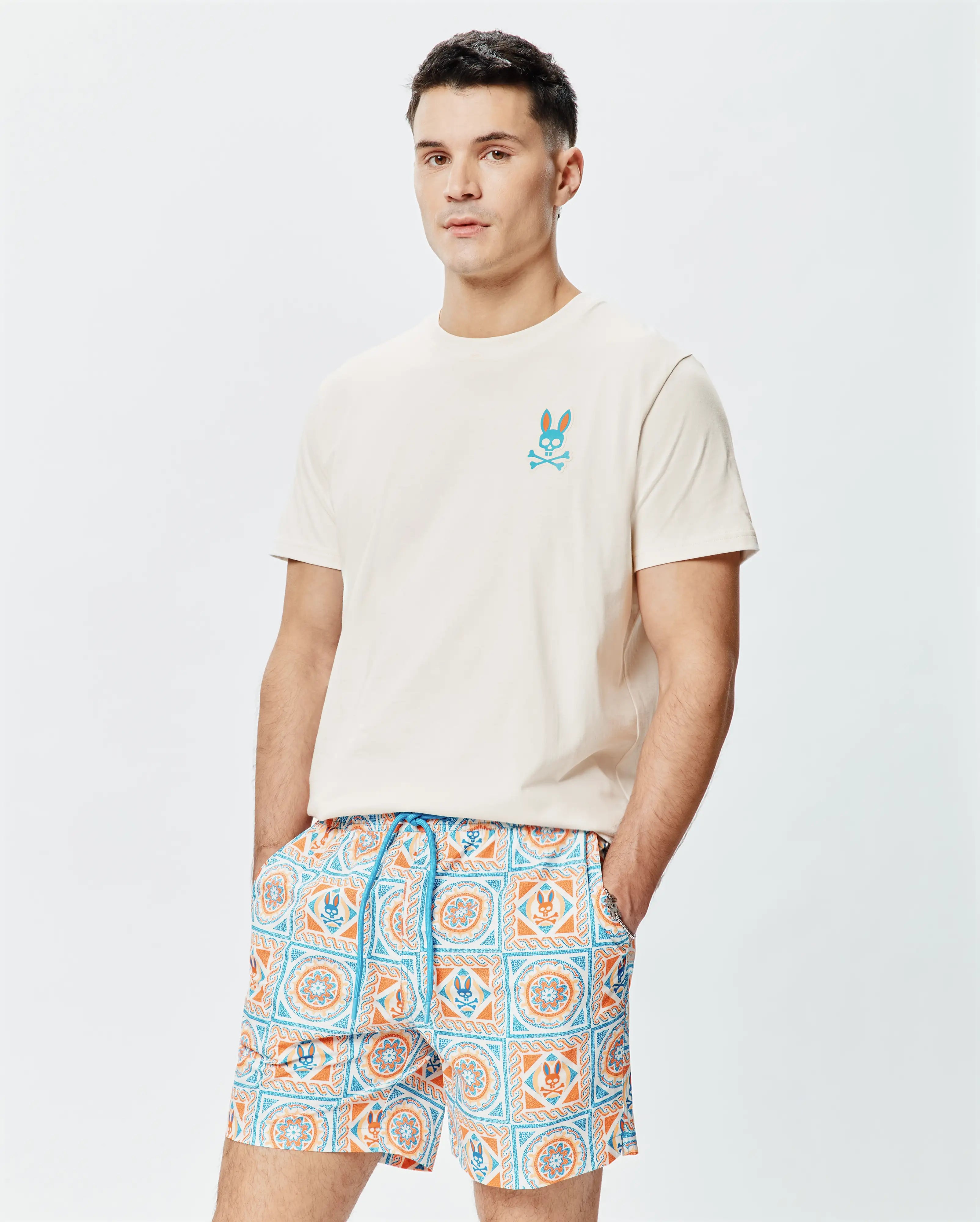 Psycho Bunny Men's Tees Frank Back Graphic Tee MT0200293 t-shirt 2/XXS bianca