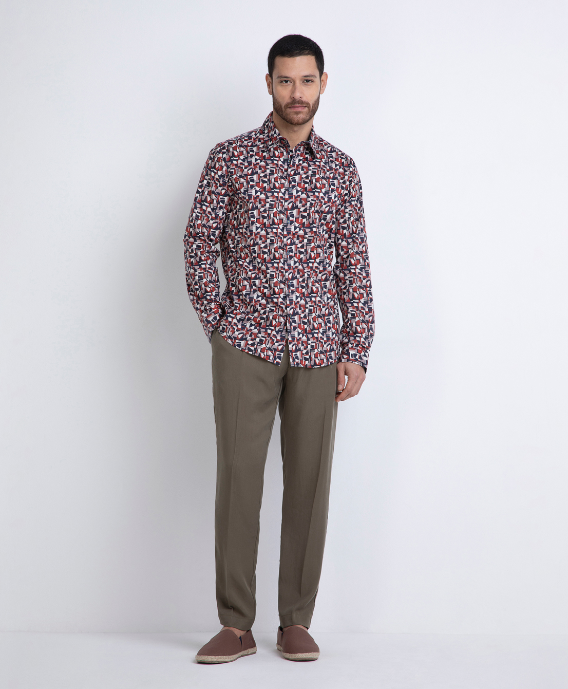 Markup Uomo Camicie Camicia stampa geometrica uomo manica lunga