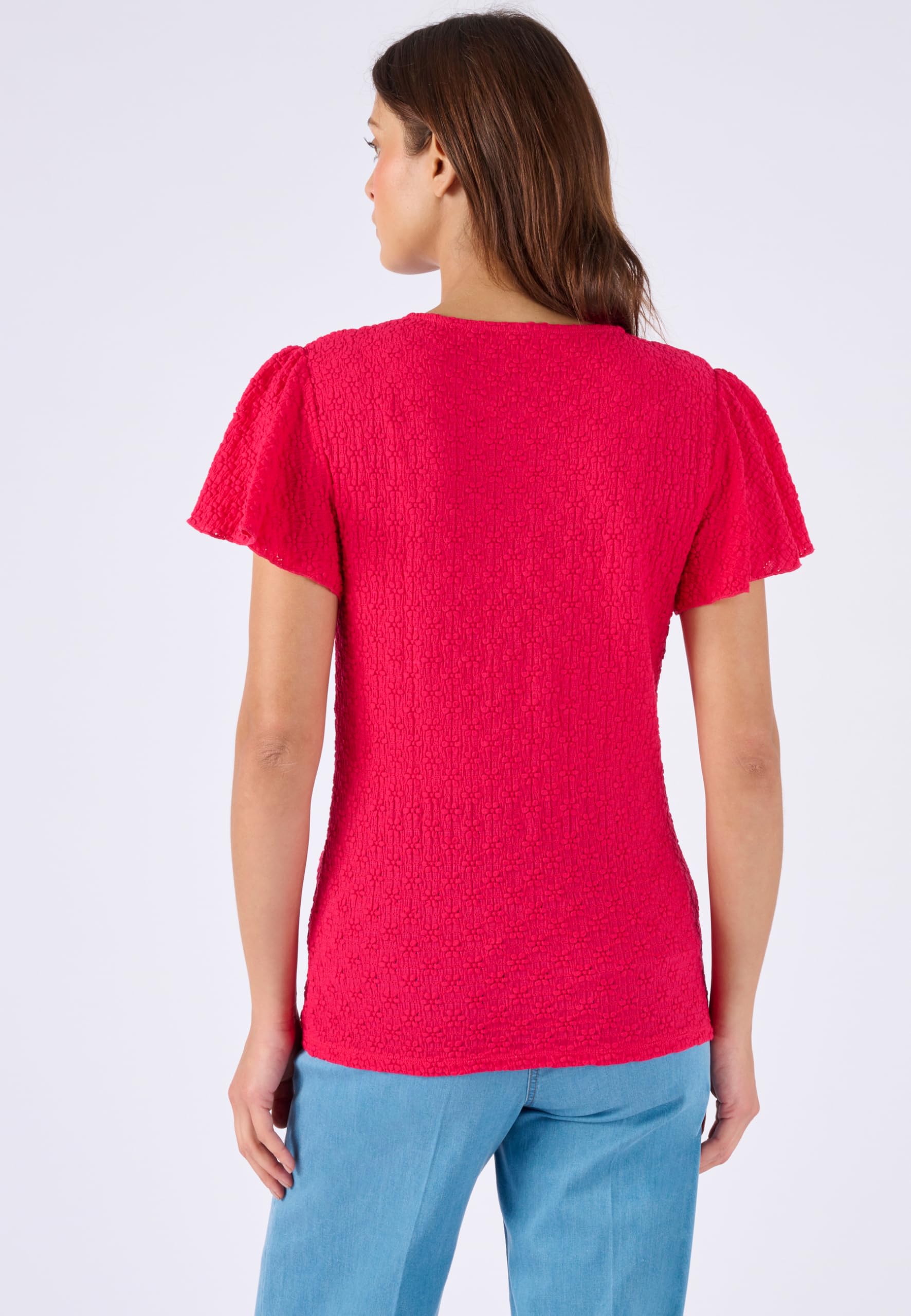 Damart Prêt-à-porter Maglia Jacquard Rilegata Donna 38-40 Rosa Fucsia