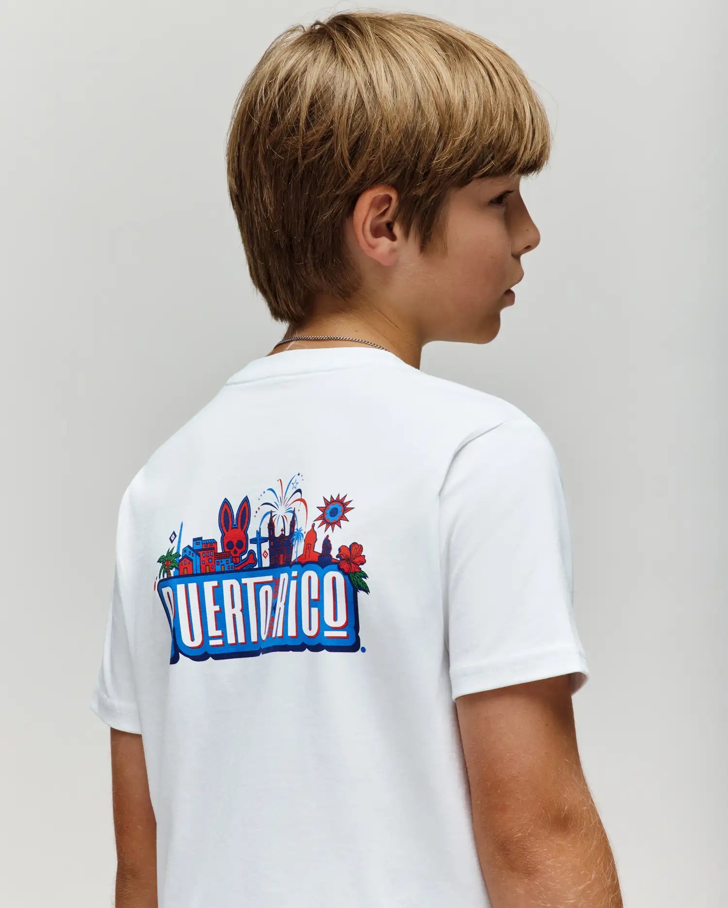 Psycho Bunny Kids Tees Puerto Rico Tee maglietta bianca
