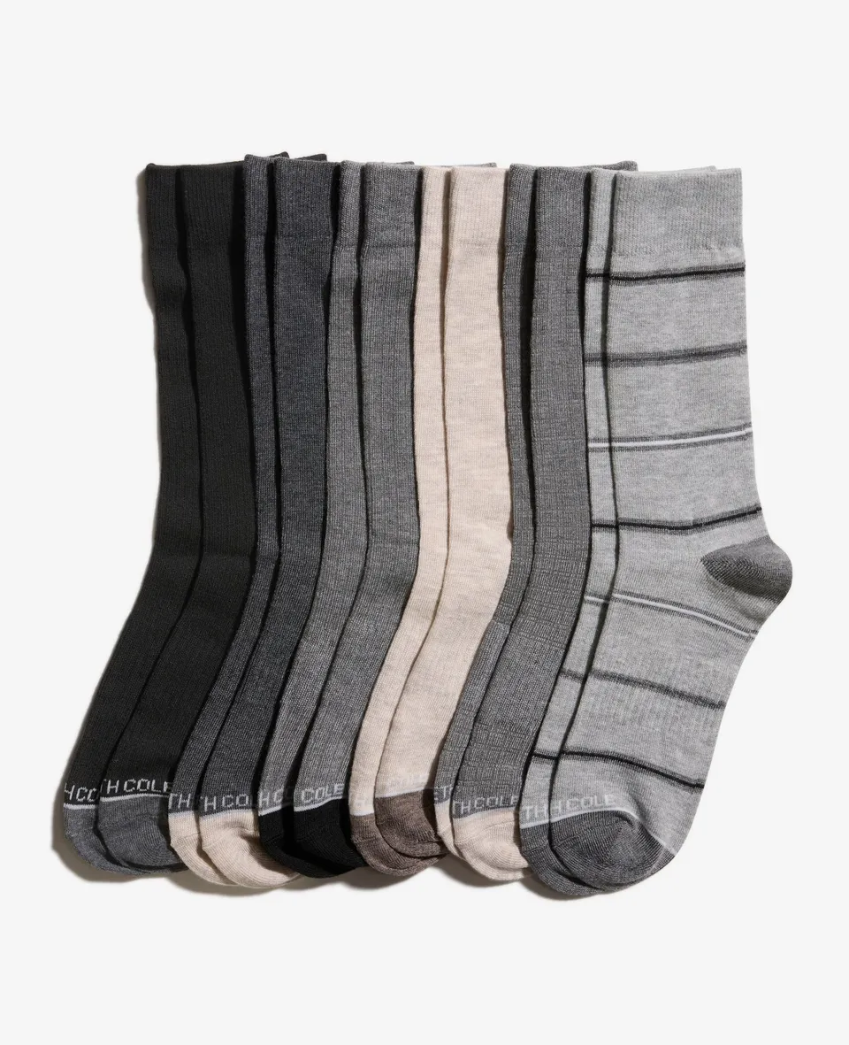 Kenneth Cole Reaction Clothing Stripe Dress Crew Socks 6-Pack calze grigio acciaio 6 paia