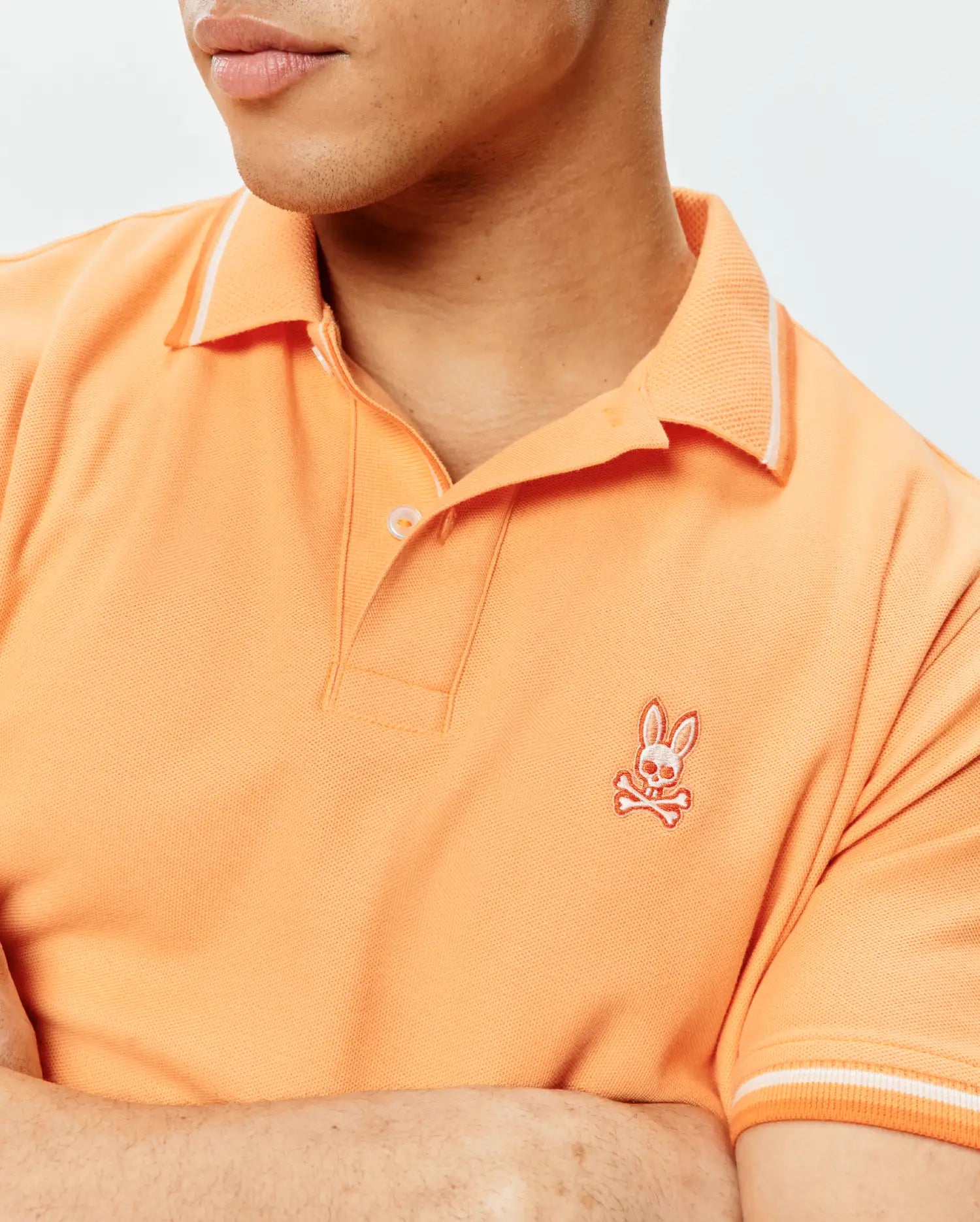 Psycho Bunny Men's Polos Holden Pique Polo polo arancione cotone Pima