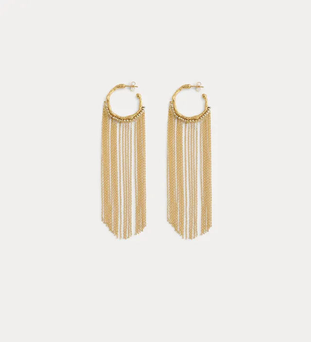Forte gioielli Hoop Earrings with Fringe orecchini oro taglia unica