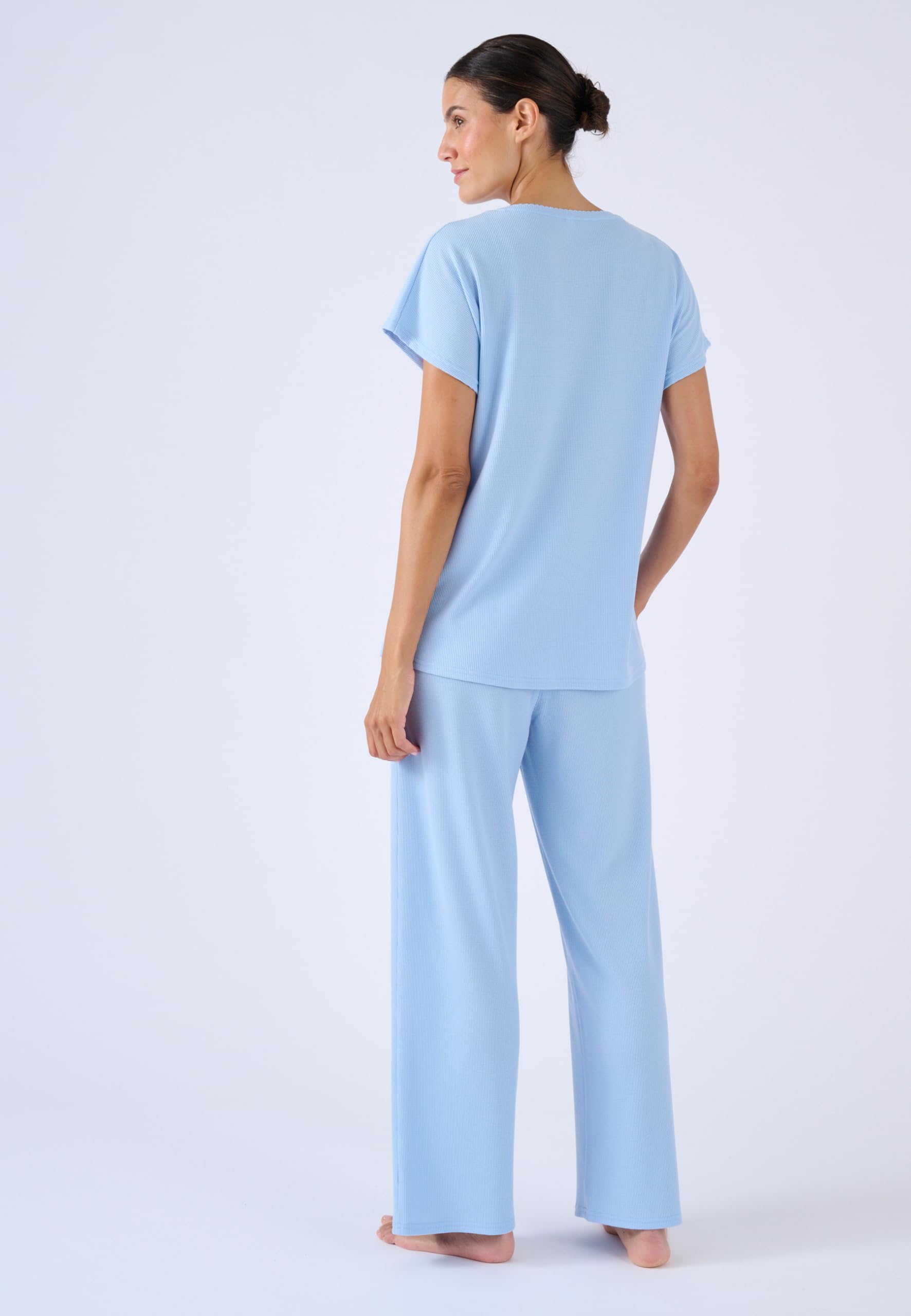 Damart Homewear Pigiama 7/8 in maglia goffrata Blu XS estivo