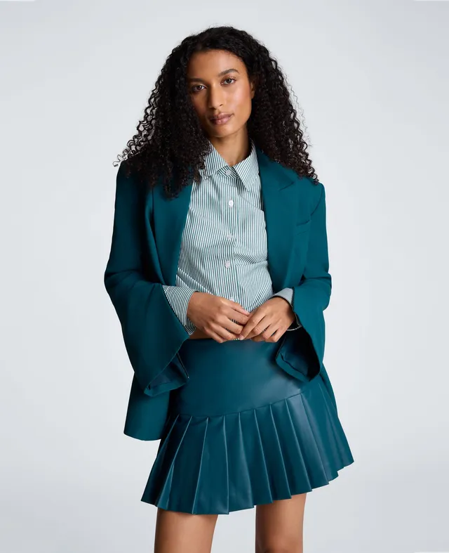 Kenneth Cole Reaction Clothing Slim One Button Jacket with Sleeve Zippers blazer Teal Dusk taglie 0–14