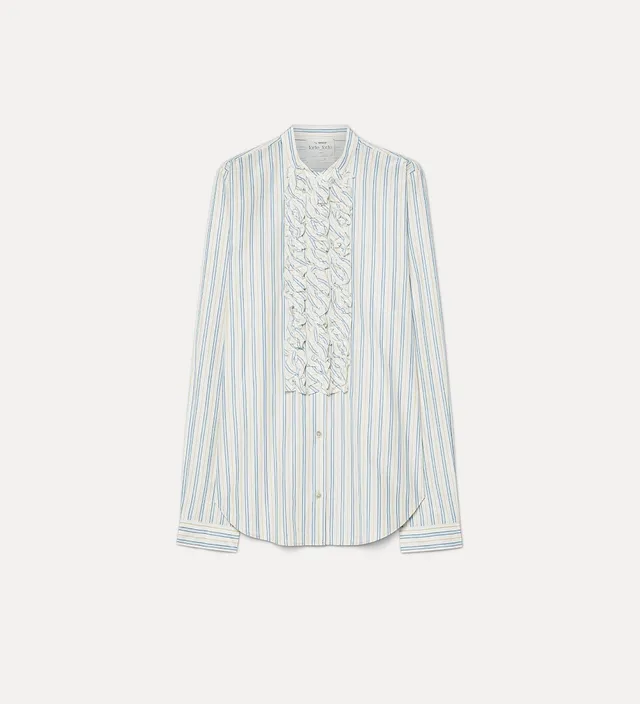 Forte camicie ruched striped shirt celestial camicia azzurra cotone