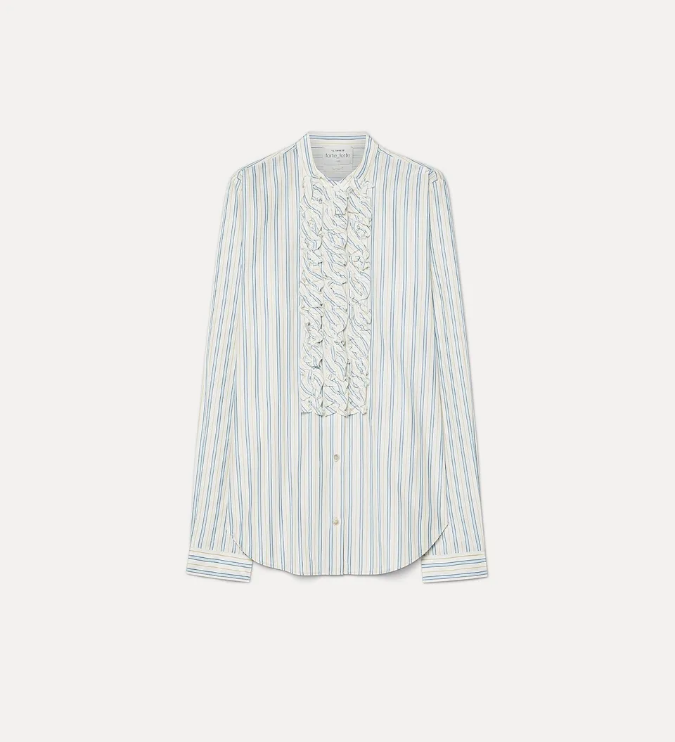 Forte camicie ruched striped shirt celestial camicia azzurra cotone