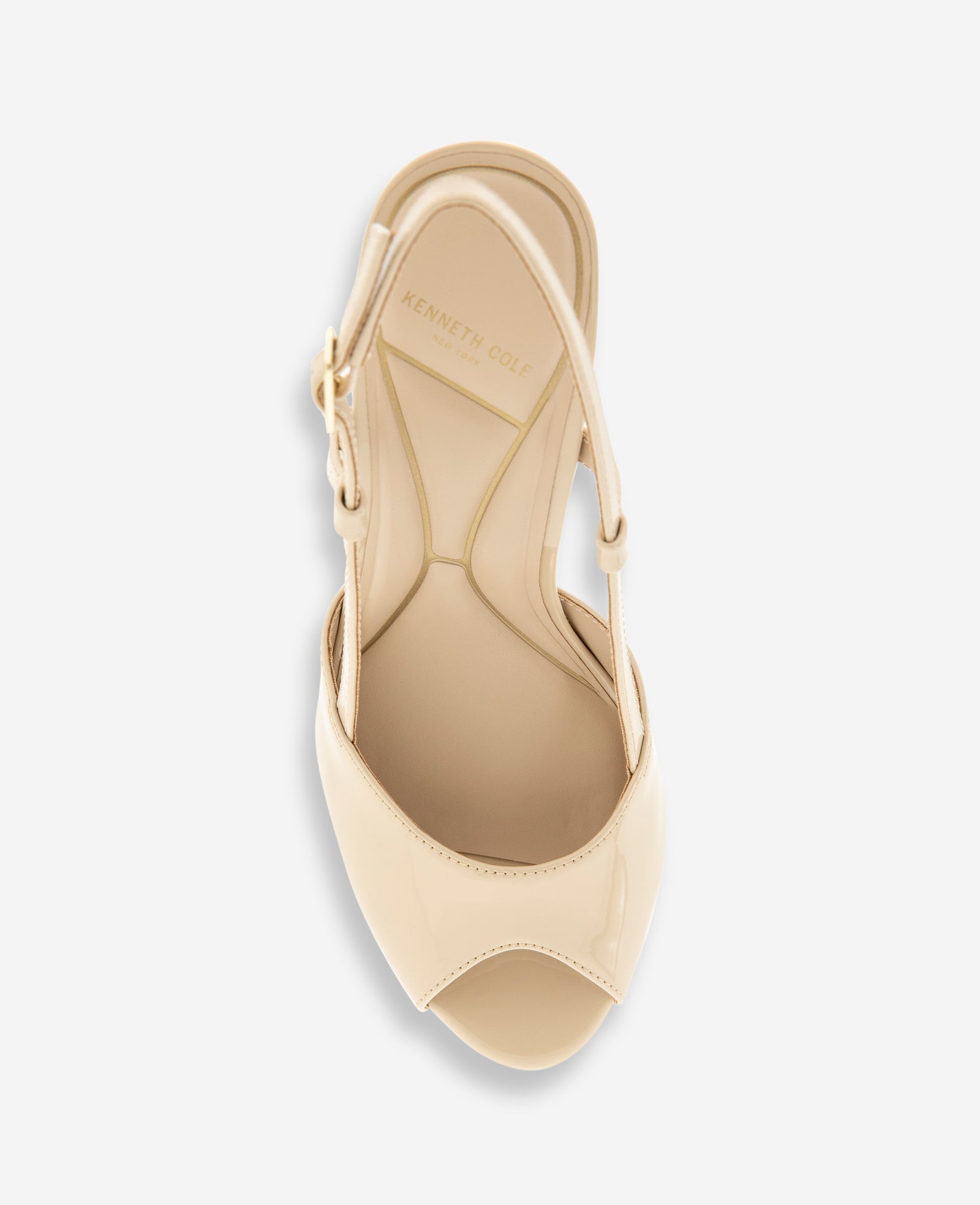 Kenneth Cole Reaction Shoes Londyn Patent Peep Toe décolleté slingback beige sabbia, taglia 5-11
