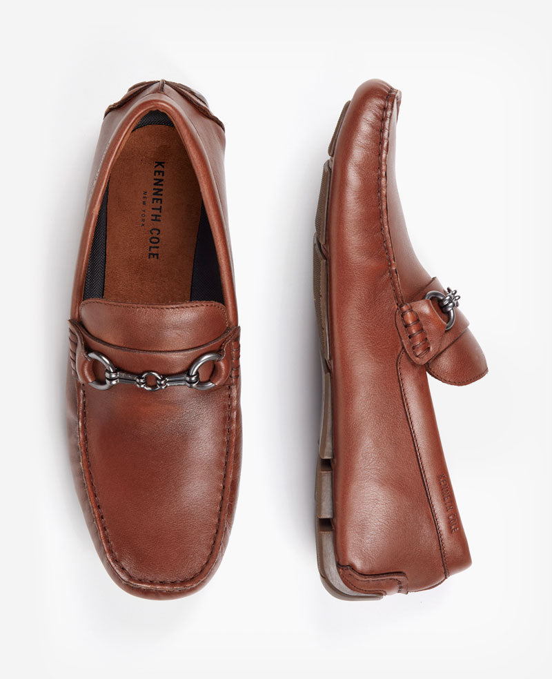 Kenneth Cole Reaction Shoes Theme Bit Driver mocassini cognac in pelle
