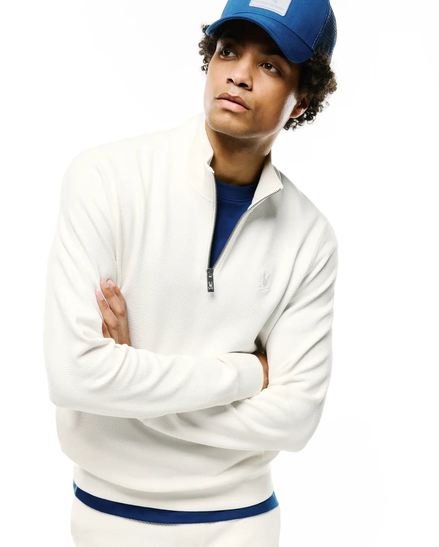 Psycho Bunny Men's Sweatshirts & Hoodies Marc Quarter-Zip Sweatshirt MT0500245 felpa ecru