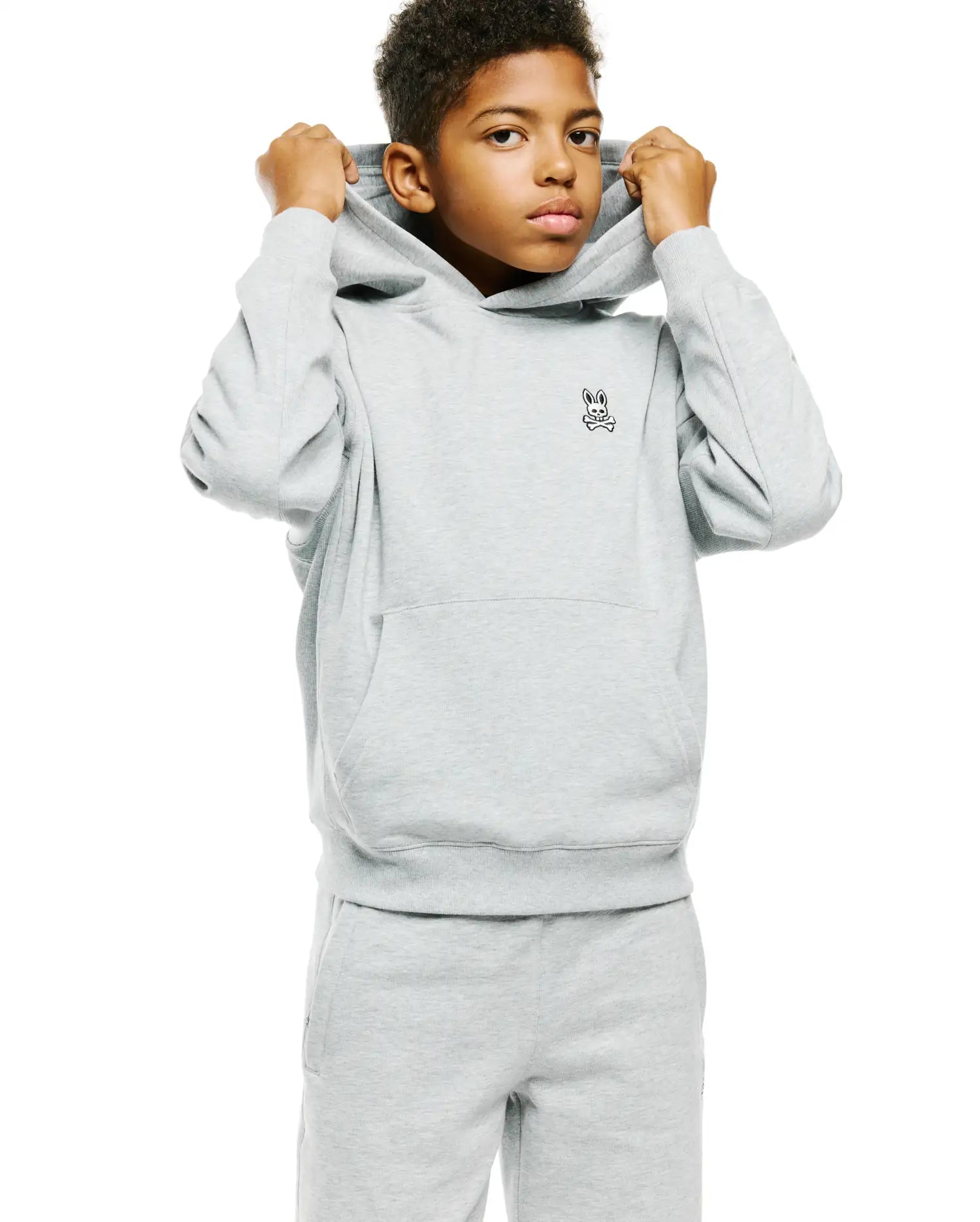 Psycho Bunny Kids Sweatshirts & Hoodies Kids' Terrence Fleece Hoodie felpa grigia oversize
