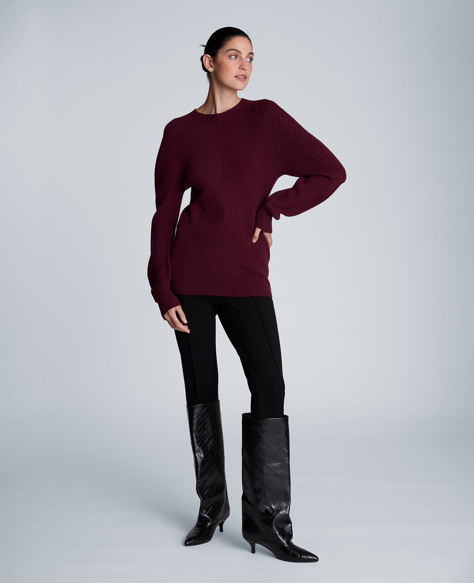 Kenneth Cole Reaction Clothing Mock Neck Seamless Traveling Ribbed maglia sugar beet