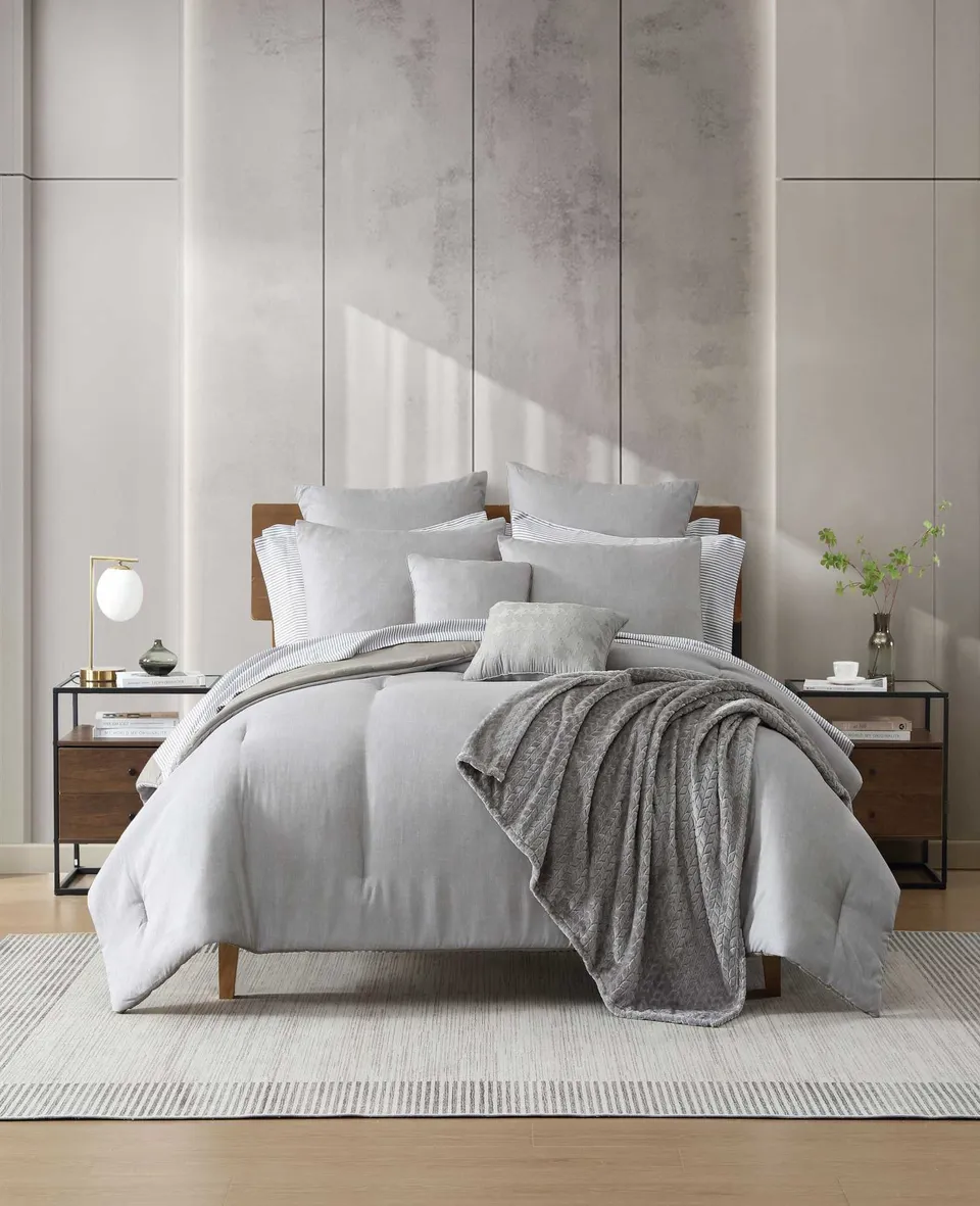 Kenneth Cole Reaction Home & Bedding Abstract Texture Comforter Set set comforter grigio Queen