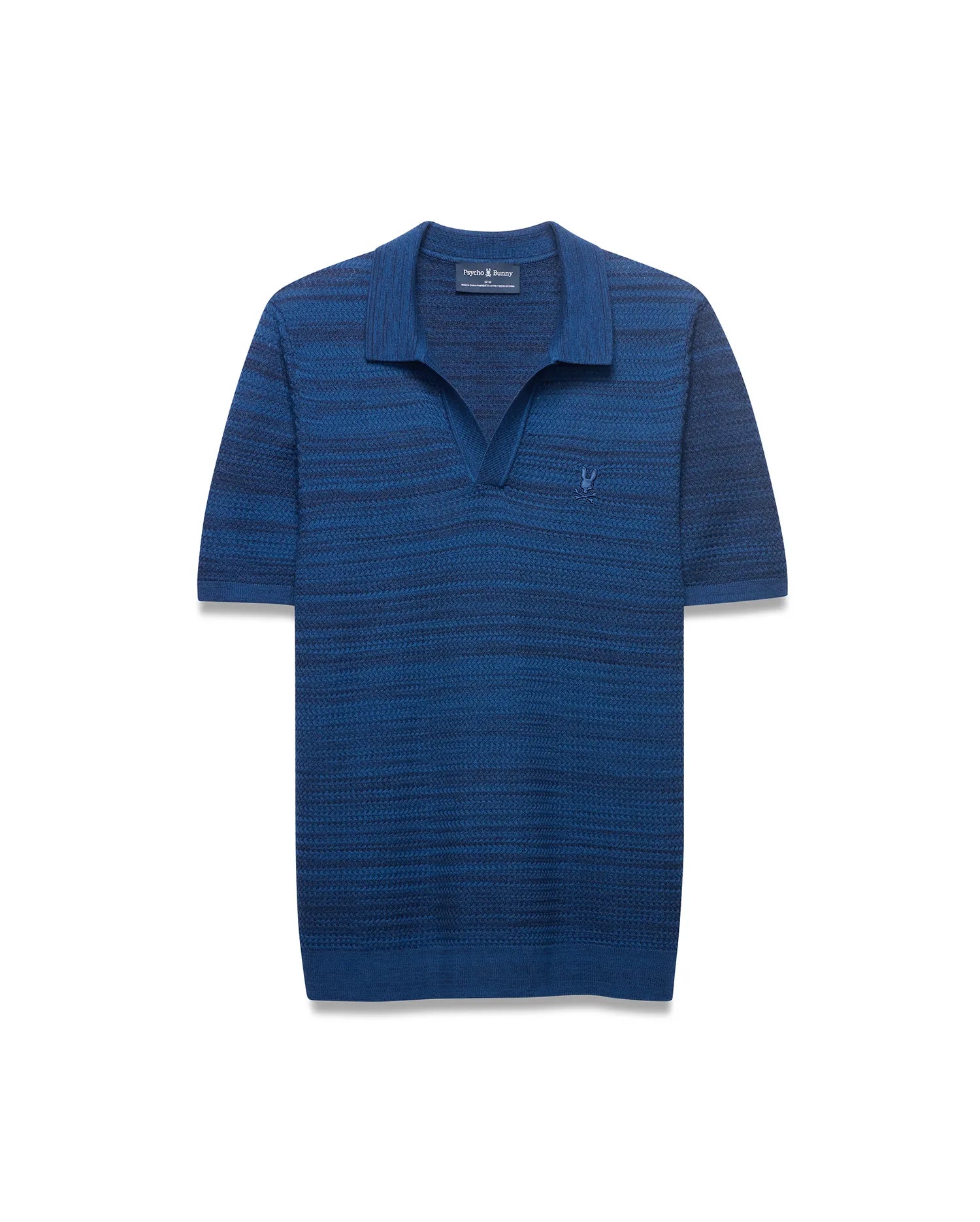 Psycho Bunny Men's Polos Devon Braided Knit polo Navy in cotone