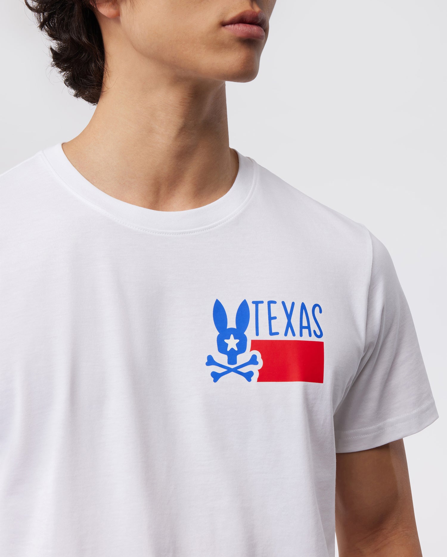 Psycho Bunny Men's Tees Texas Tee T-shirt bianca in cotone Pima