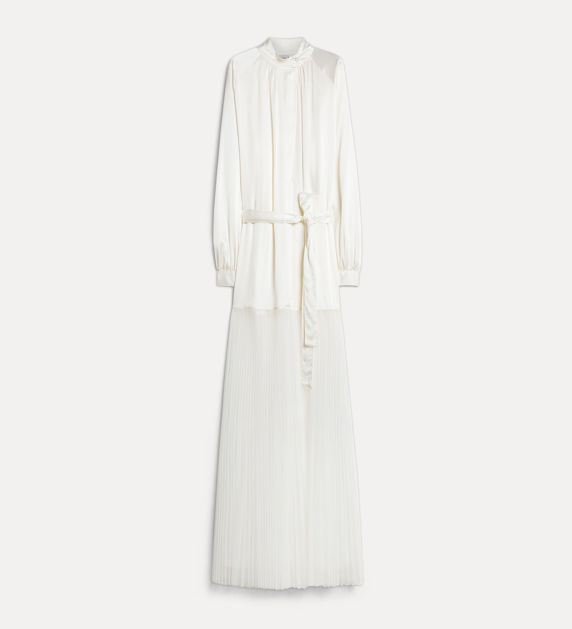 Forte abiti abito lungo bianco in seta e tulle plissé