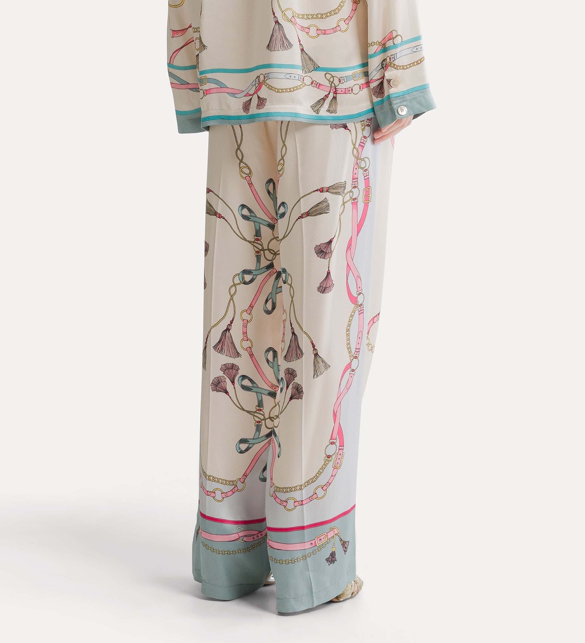 Forte pantaloni pyjama trousers with “the crown” placed print pantaloni avorio