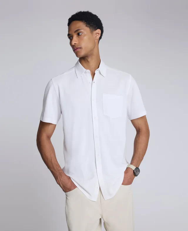 Kenneth Cole Reaction Clothing Short Sleeve Sportshirt camicia bianca manica corta cotone