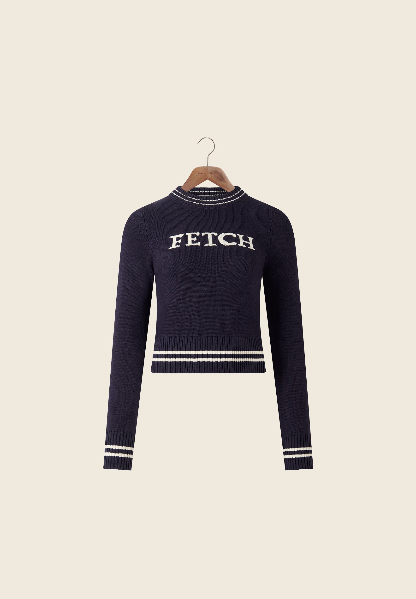 House Of Sunny Women's Knitwear Fetch Crew Jumper maglione corto in cotone