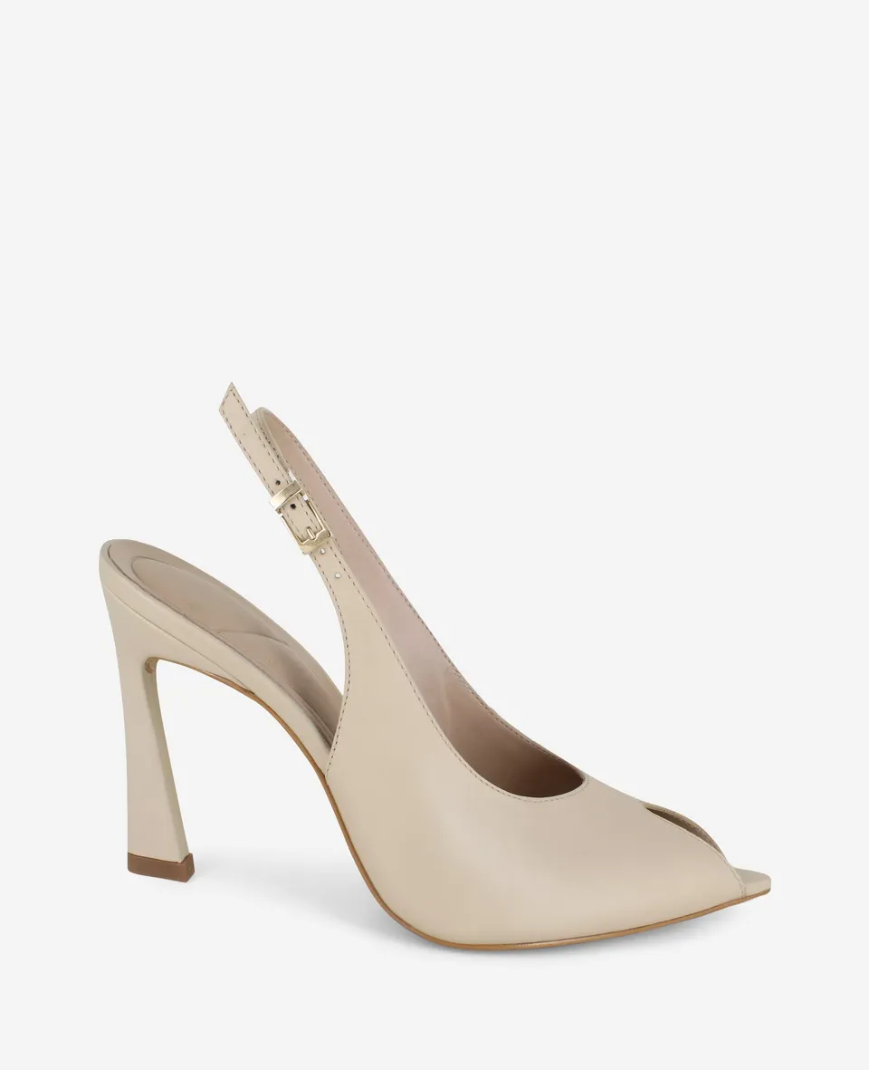 Kenneth Cole Reaction Shoes Priya Leather Peep-Toe Slingback Heel décolleté in pelle