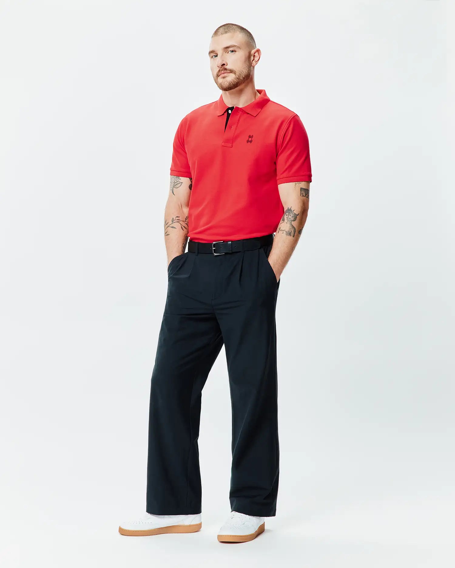 Psycho Bunny Men's Polos Blythe Pique Polo polo rosso Bittersweet cotone Pima