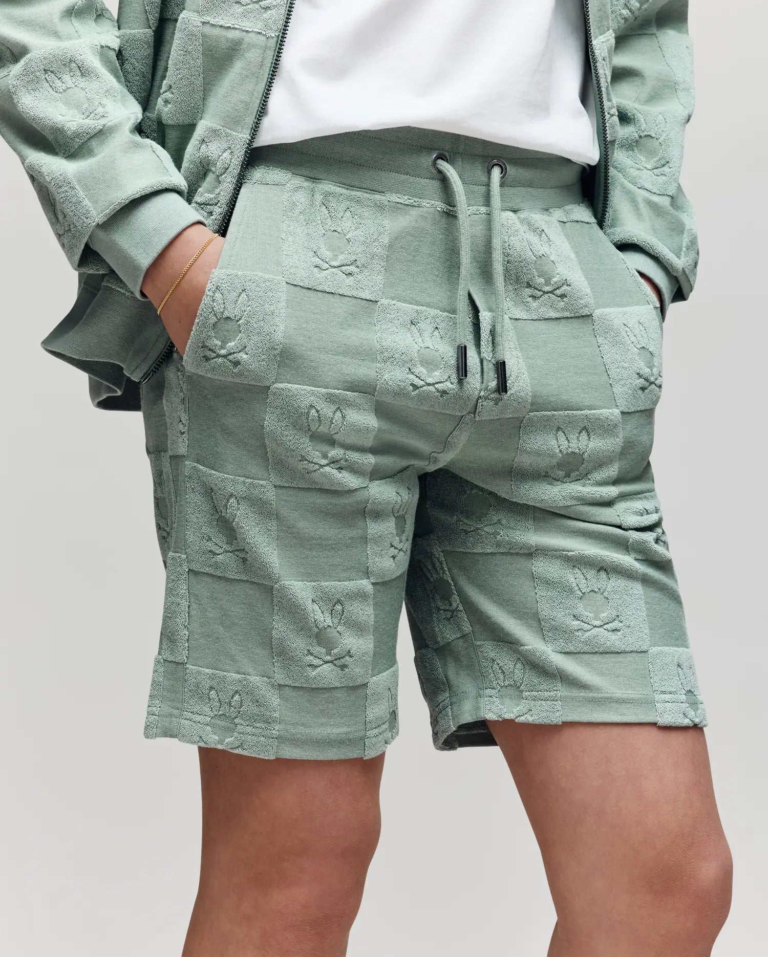 Psycho Bunny Kids Bottoms Kids Kelvin Towel Terry Sweatshort 3 1/2"- 7 1/4" KB0900002 shorts 335 Iceberg Green in spugna