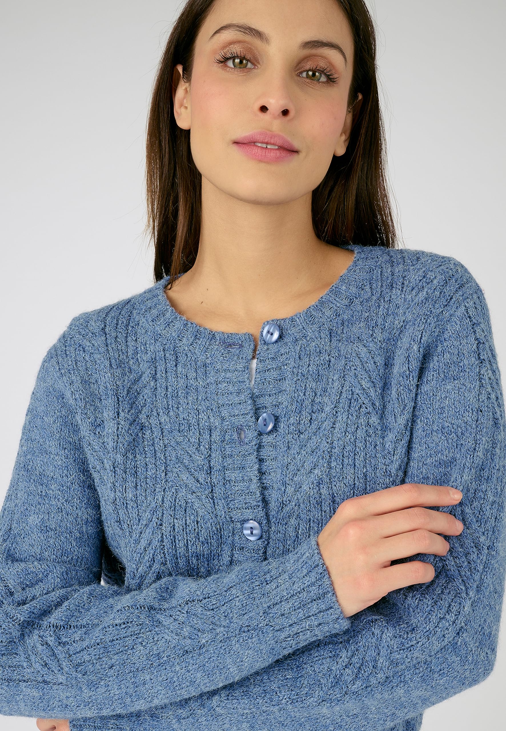 Damart Thermolactyl cardigan in maglia mélange blu screziato XS