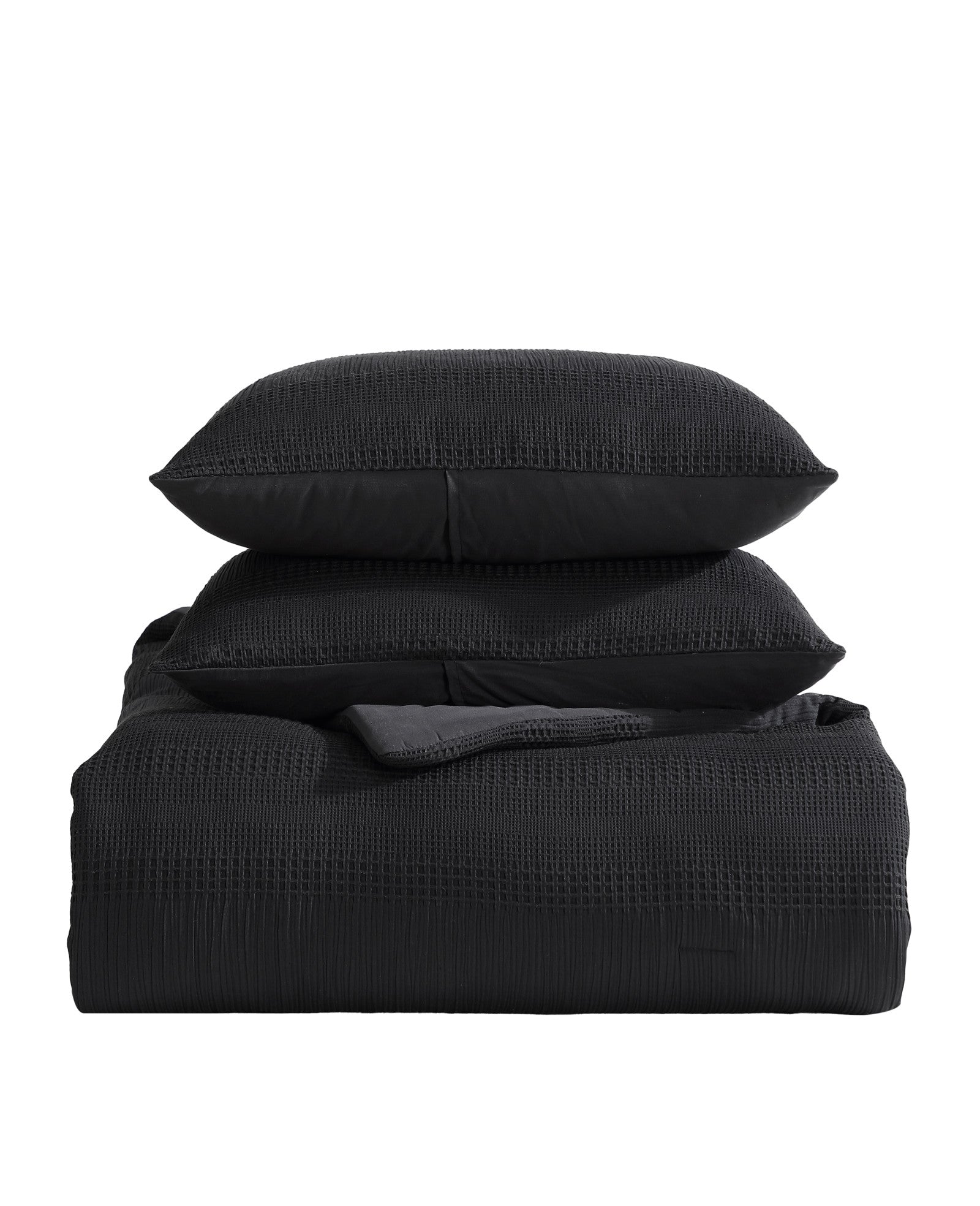 Kenneth Cole Reaction Home & Bedding Variegated Waffle Comforter Set set copriletto nero Queen