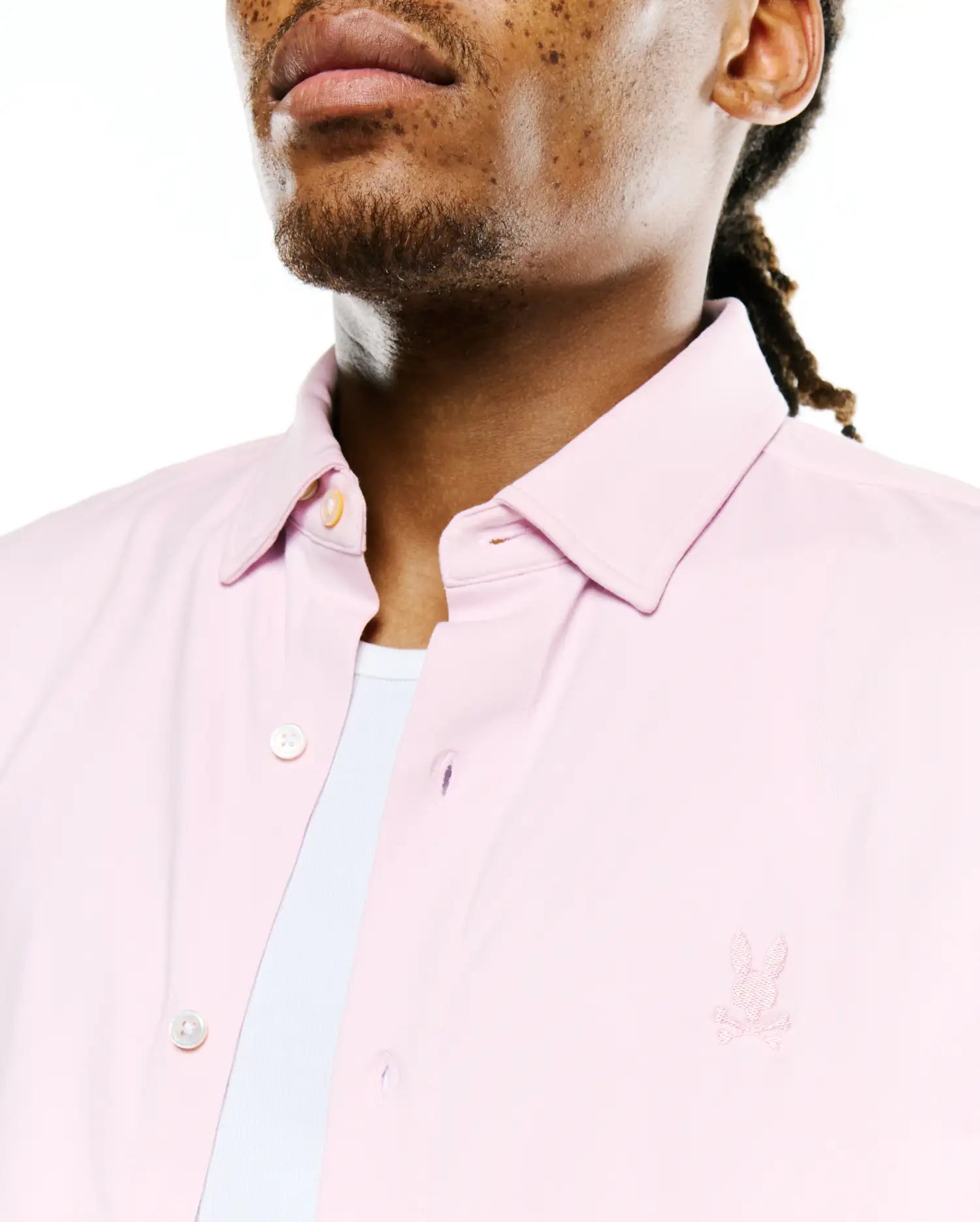 Psycho Bunny Men's Shirts Jim Jersey Longsleeve Shirt MT0300067 camicia rosa XXS-XXXL in cotone elasticizzato