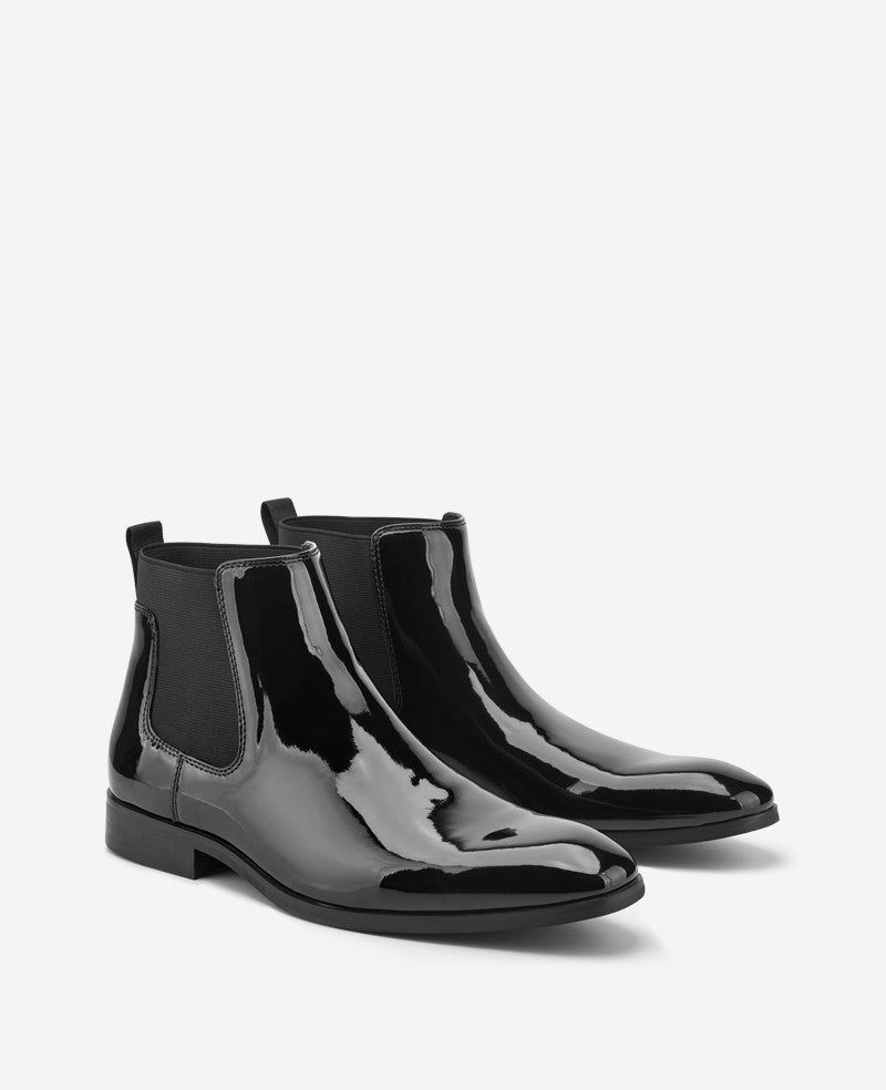 Kenneth Cole Reaction Shoes Hulard2 Chelsea Boot stivaletti neri lucidi