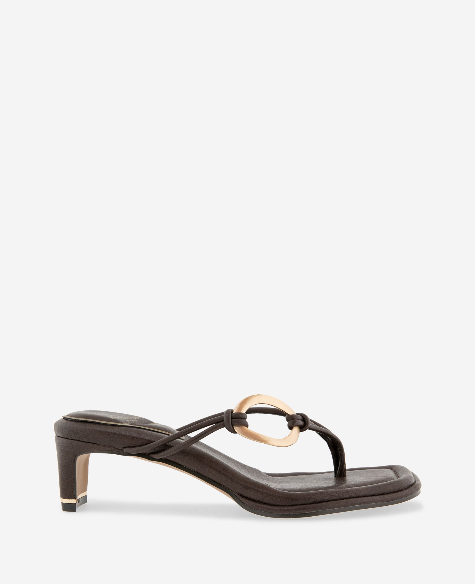 Kenneth Cole Reaction Shoes Madrid Leather Embellished Heel Sandal sandalo marrone tacco basso