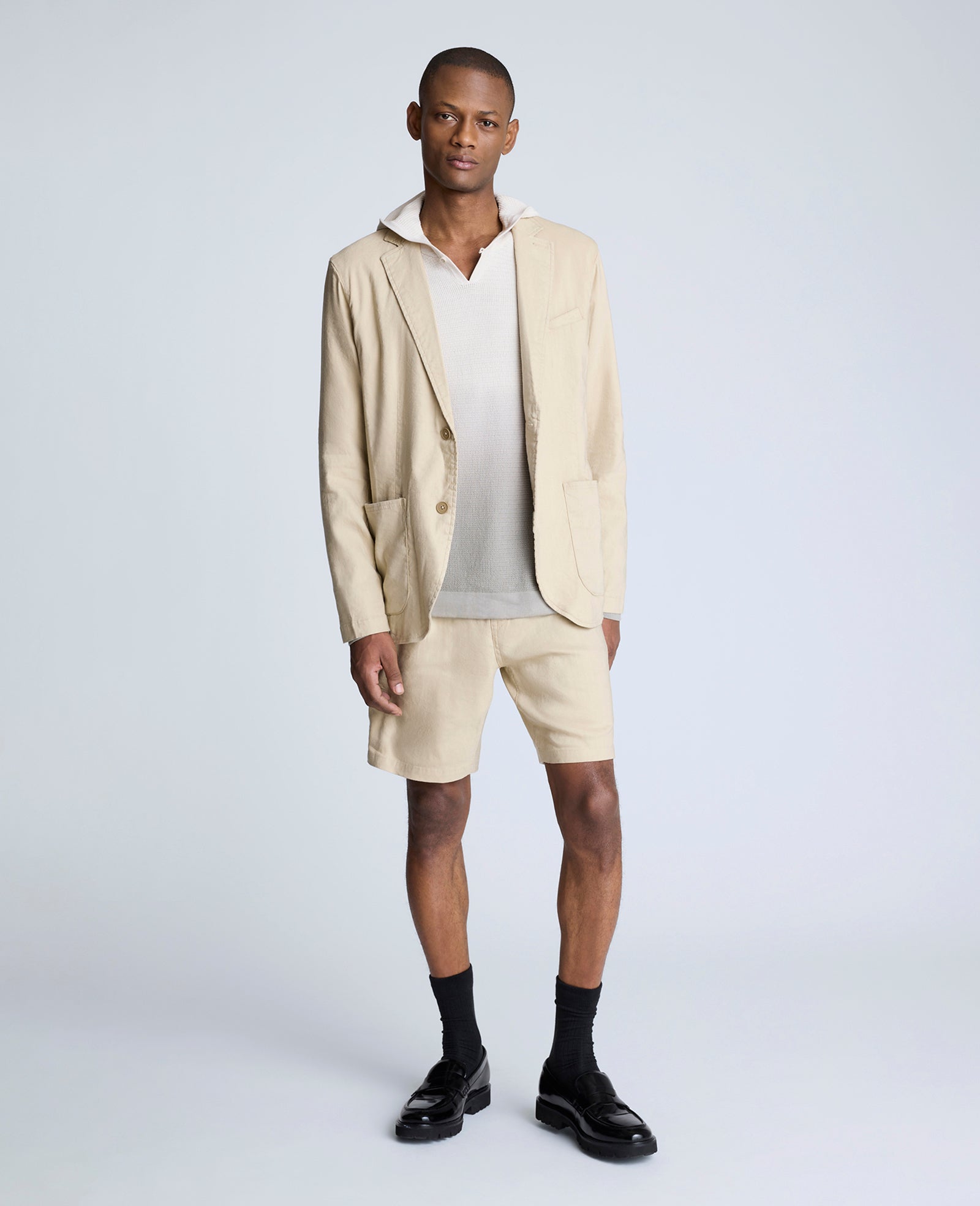 Kenneth Cole Reaction Clothing Performance Pleated Linen Short bermuda beige lino