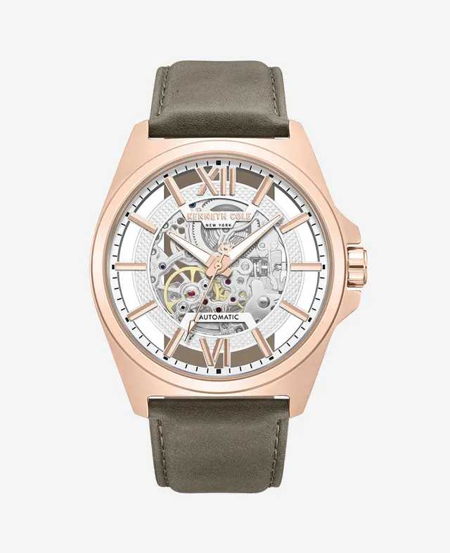 Kenneth Cole Reaction Watches Skeleton Automatic Strap Watch orologio automatico kaki