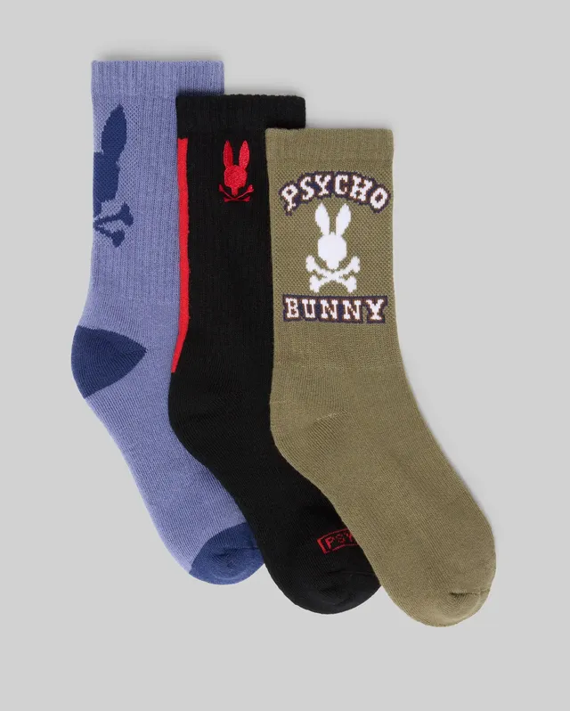Psycho Bunny Kids Accessories Kids 3 Pack Sport Sock calze nere 3 paia