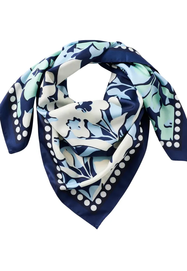 Damart Accessori sciarpa floreale a pois 90 x 90 cm