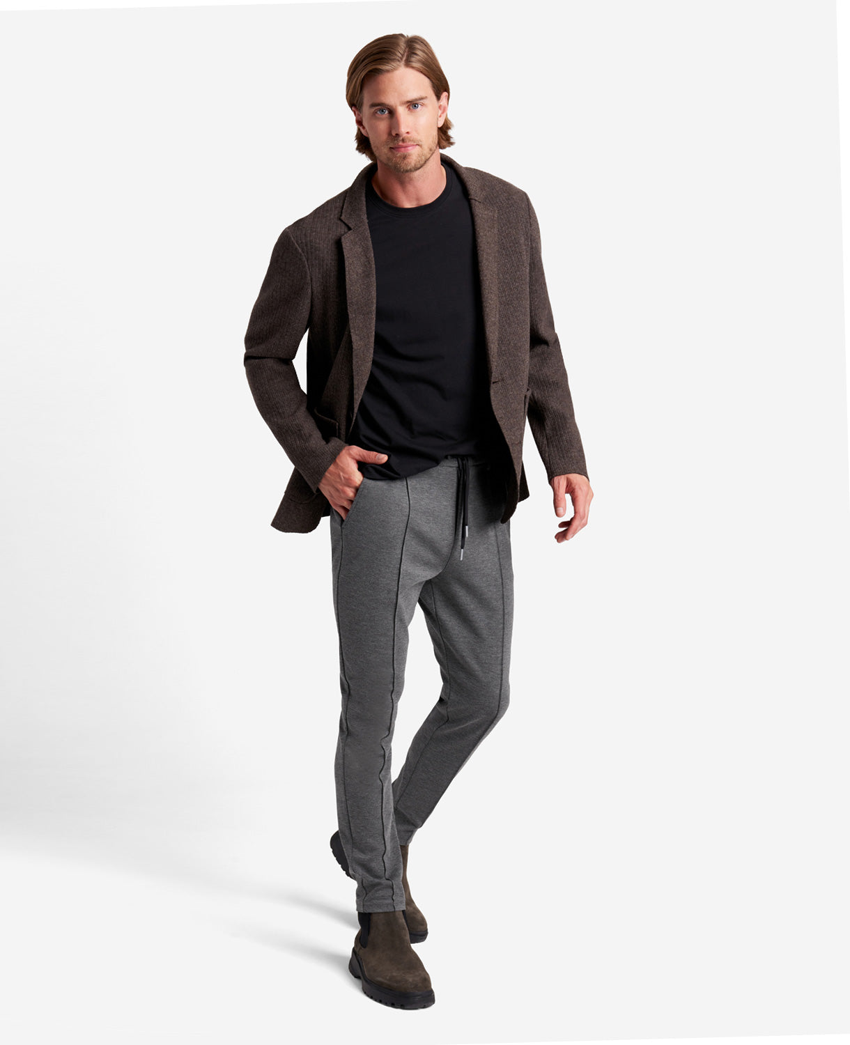 Kenneth Cole Reaction Clothing Knit Tailored Pant pantaloni nero mélange S