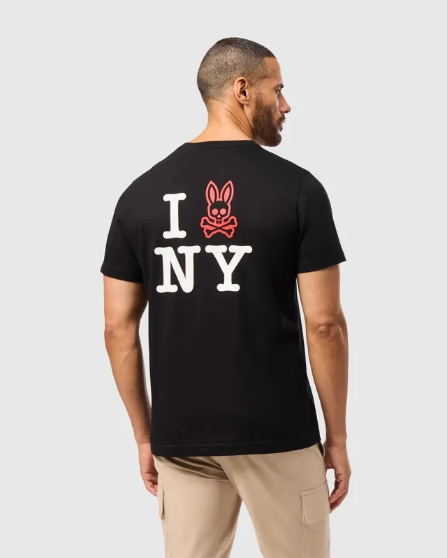 Psycho Bunny Men's Tees New York Tee B6U554W1PC T-shirt nera in cotone Pima