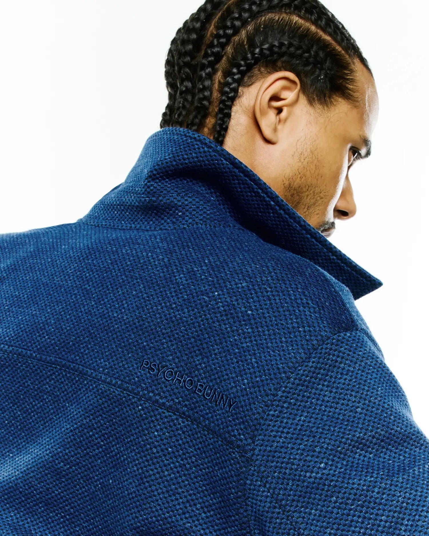 Psycho Bunny Jackets Men's Marc Textured Overshirt sovracamicia blu testurizzata
