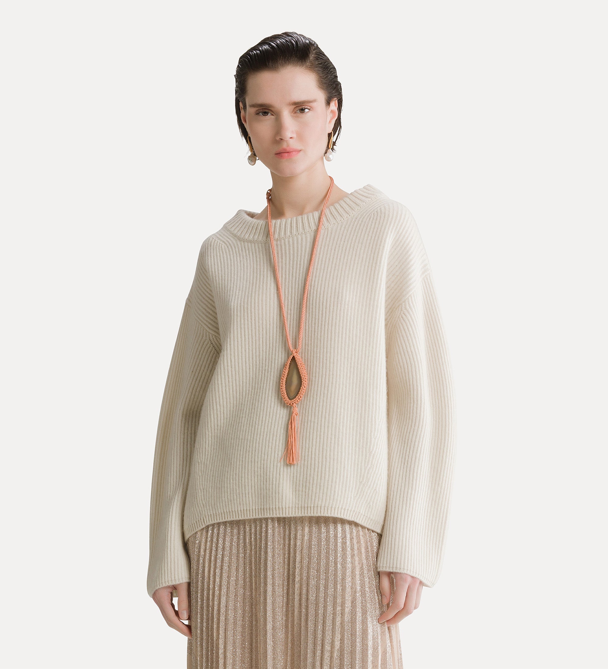 Forte maglieria Wool and Ribbed Knit Jumper Pure pure maglione in lana e cashmere