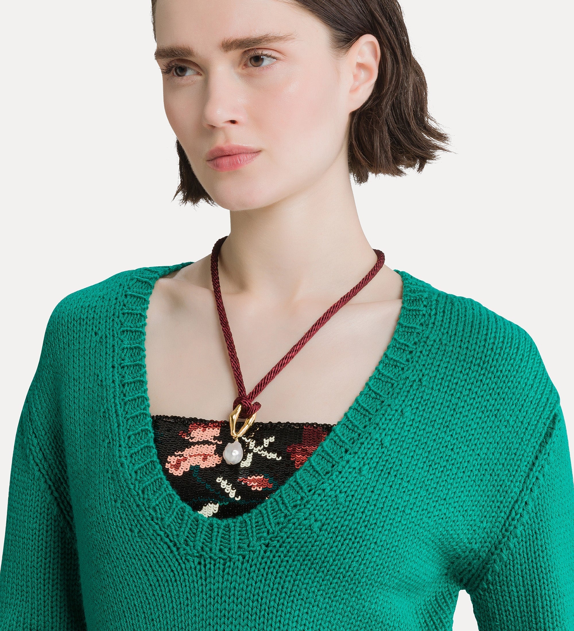 Forte maglieria cable-knit wool bodysuit body verde