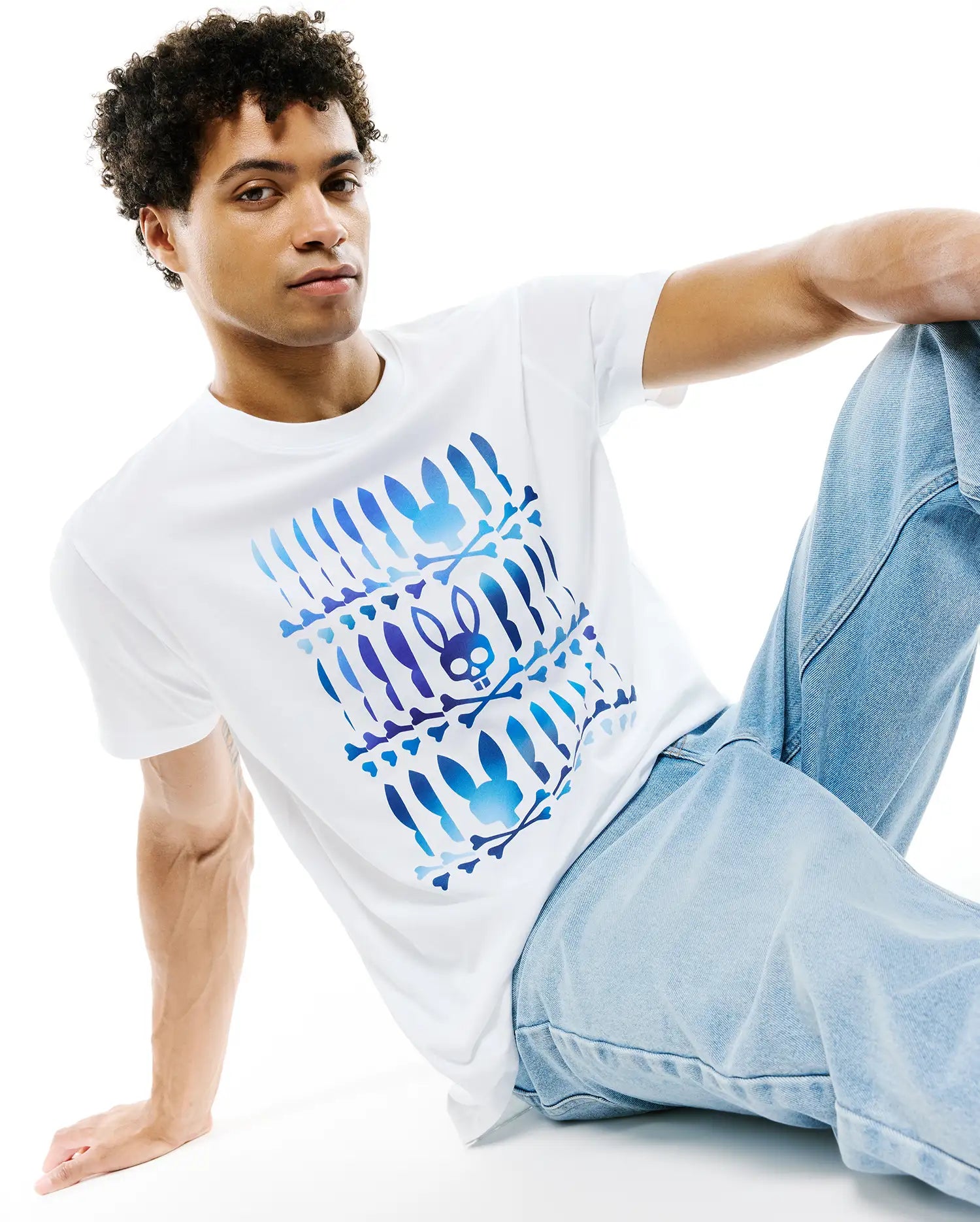 Psycho Bunny Men's Tees Lewis Pima Cotton Graphic Tee maglietta bianca