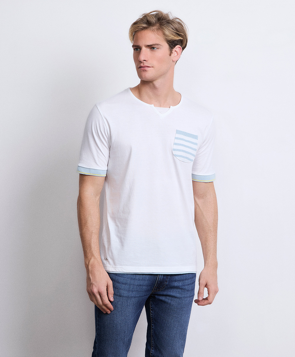 Markup Uomo Maglieria Girocollo jersey con taschino e inserti in maglia girocollo