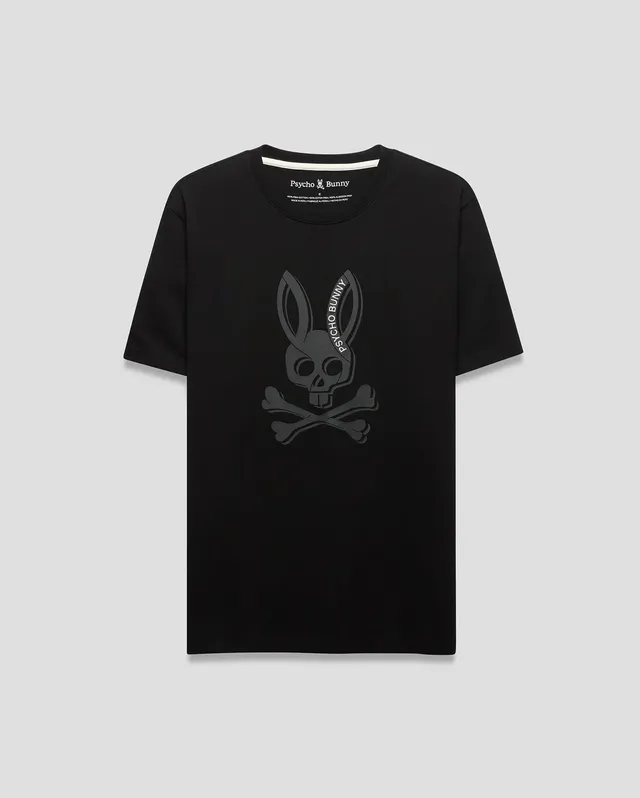Psycho Bunny Men's Tees Serge Graphic Tee t-shirt 002 Black 2 in cotone Pima