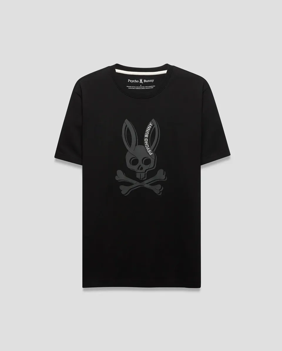 Psycho Bunny Men's Tees Serge Graphic Tee t-shirt 002 Black 2 in cotone Pima