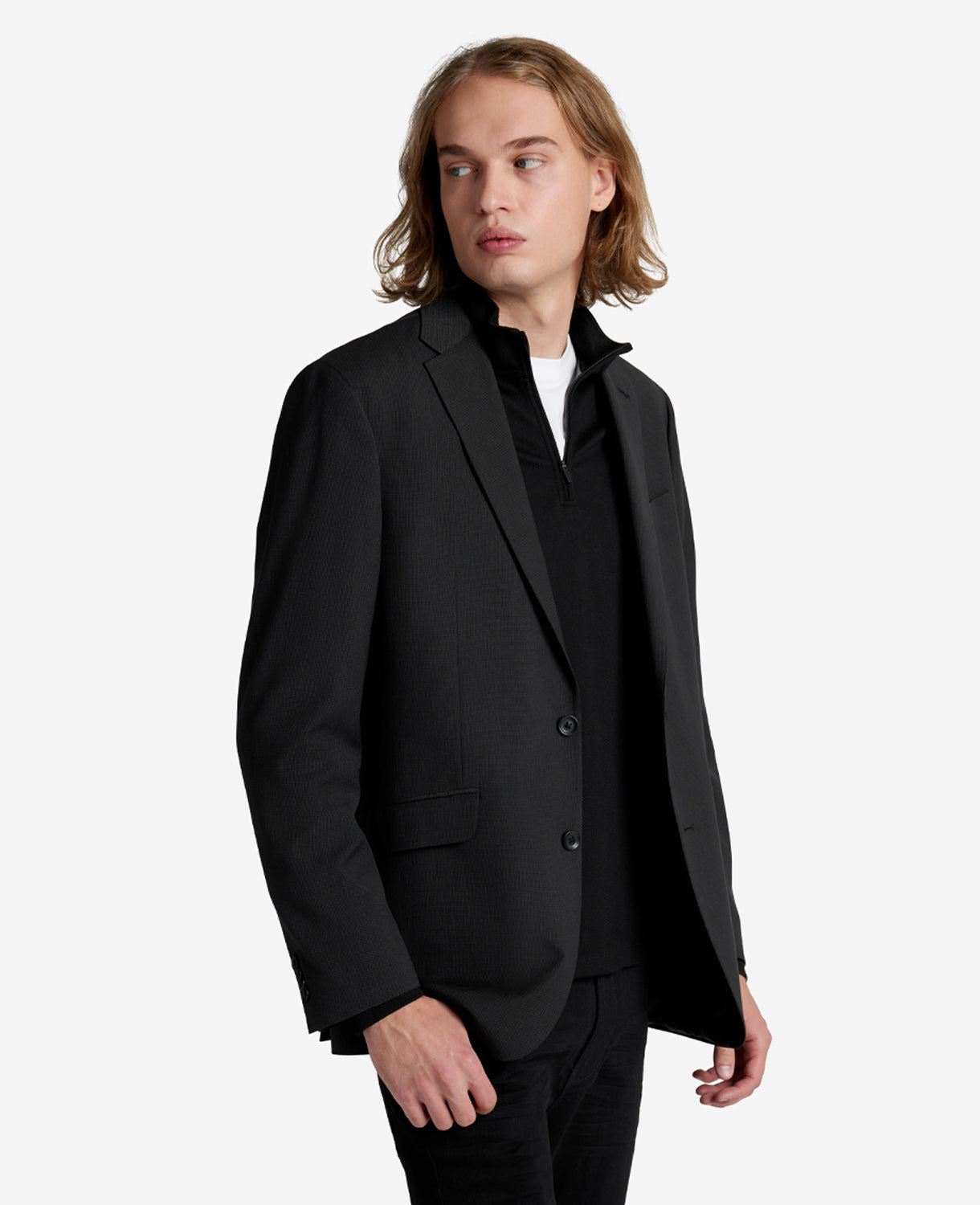 Kenneth Cole Reaction Clothing Slim-Fit Mini Grid Suit Separate Sport Coat giacca nera