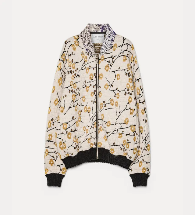 Forte giacche Cherry Blossom giacca bomber mandorla jacquard