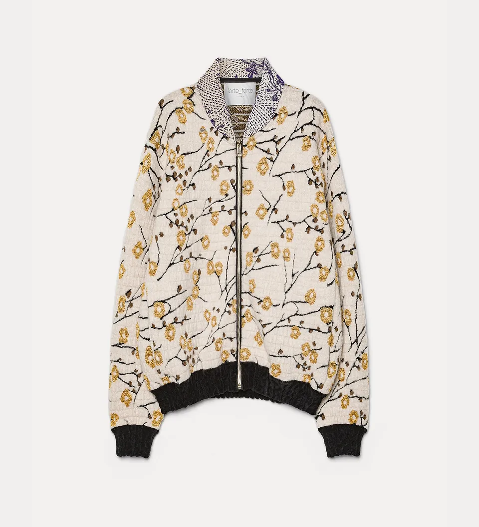 Forte giacche Cherry Blossom giacca bomber mandorla jacquard