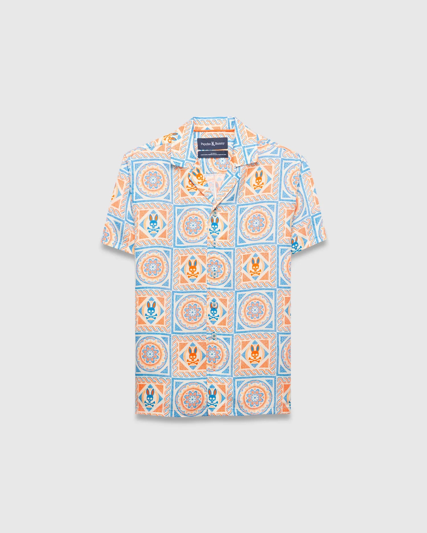 Psycho Bunny Kids Tees Frank Tencel Shirt camicia blu a maniche corte