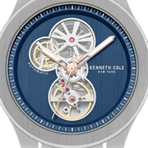Kenneth Cole Reaction Watches Skeleton Automatic Gunmetal Dial Stainless Steel Bracelet Watch orologio argento