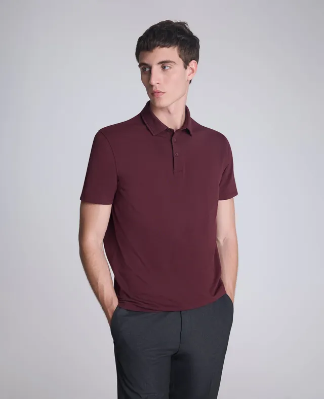 Kenneth Cole Reaction Clothing Performance Button Polo polo rosso mattone elasticizzato